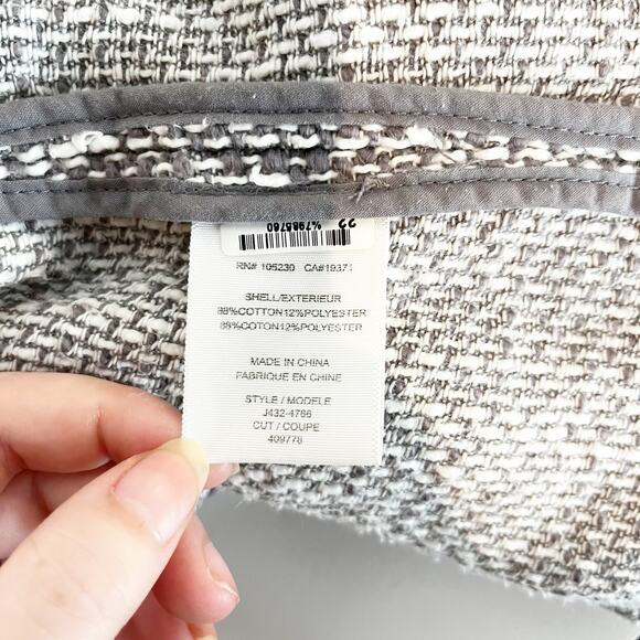 Joie Collins Long Sleeve Raw Cut Full Zip Tweed Blazer Jacket Gray/White Medium - Picture 11 of 16